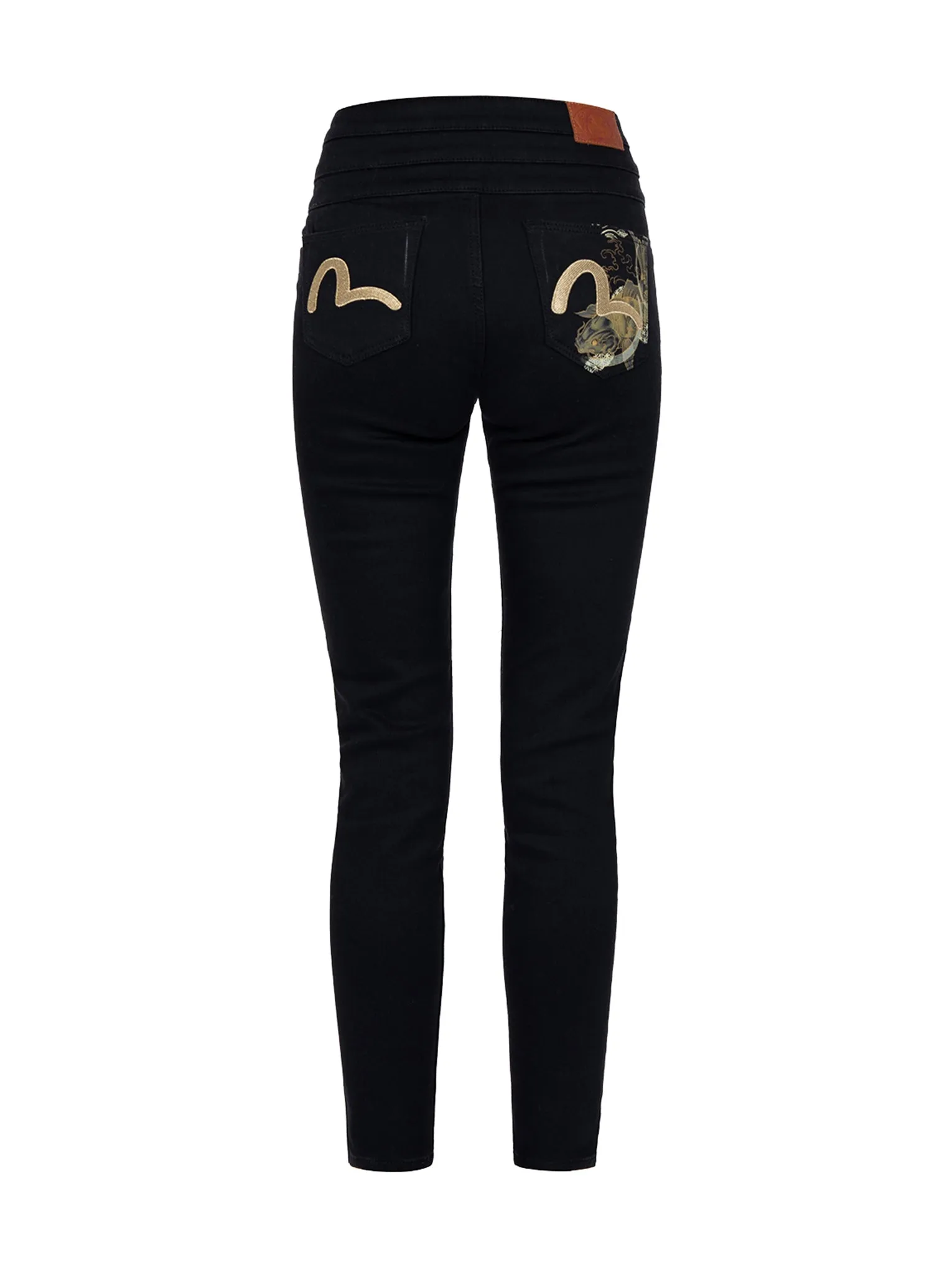 Koi Print and Seagull Embroidery Super High-Waist Skinny Jeans