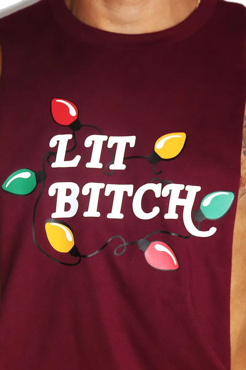 Lit Bitch Low Arm Shredder Tank- Burgundy