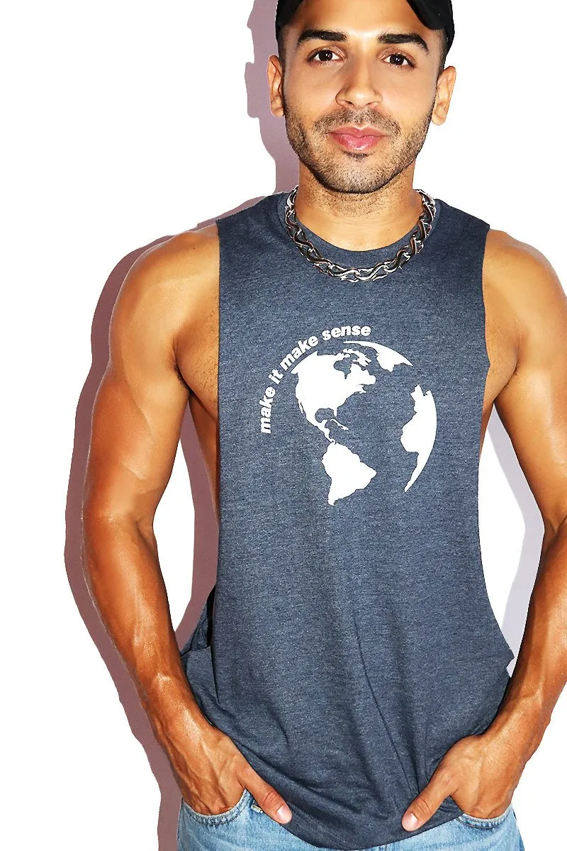 Make It Make Sense Low Arm Tank- Navy Heather