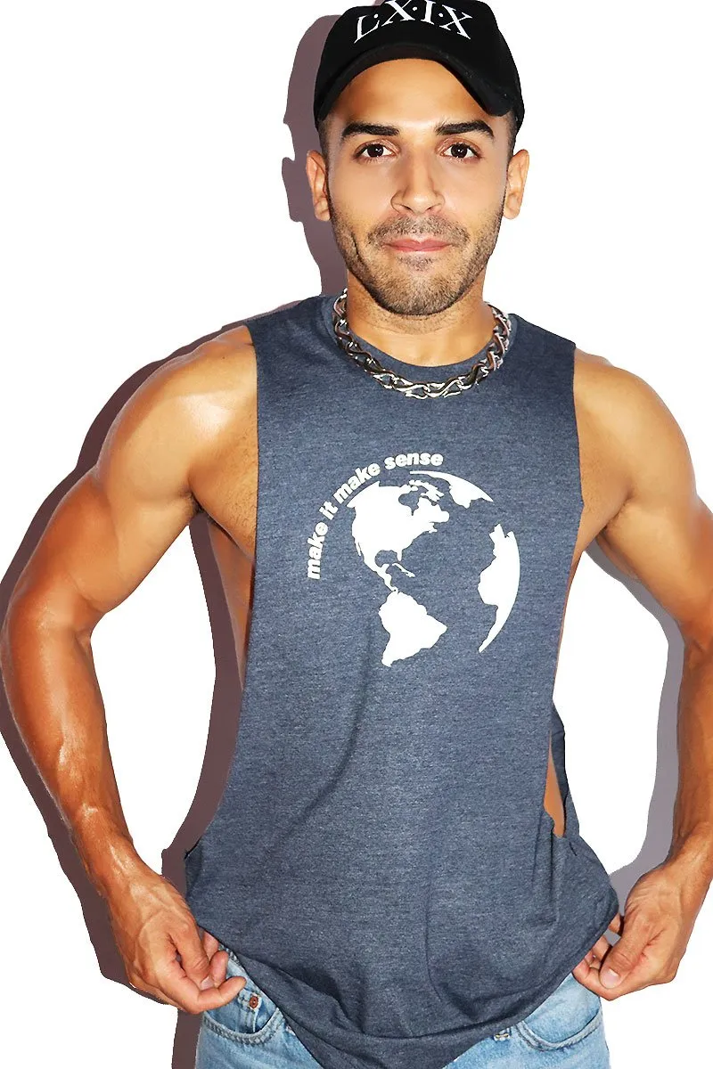 Make It Make Sense Low Arm Tank- Navy Heather