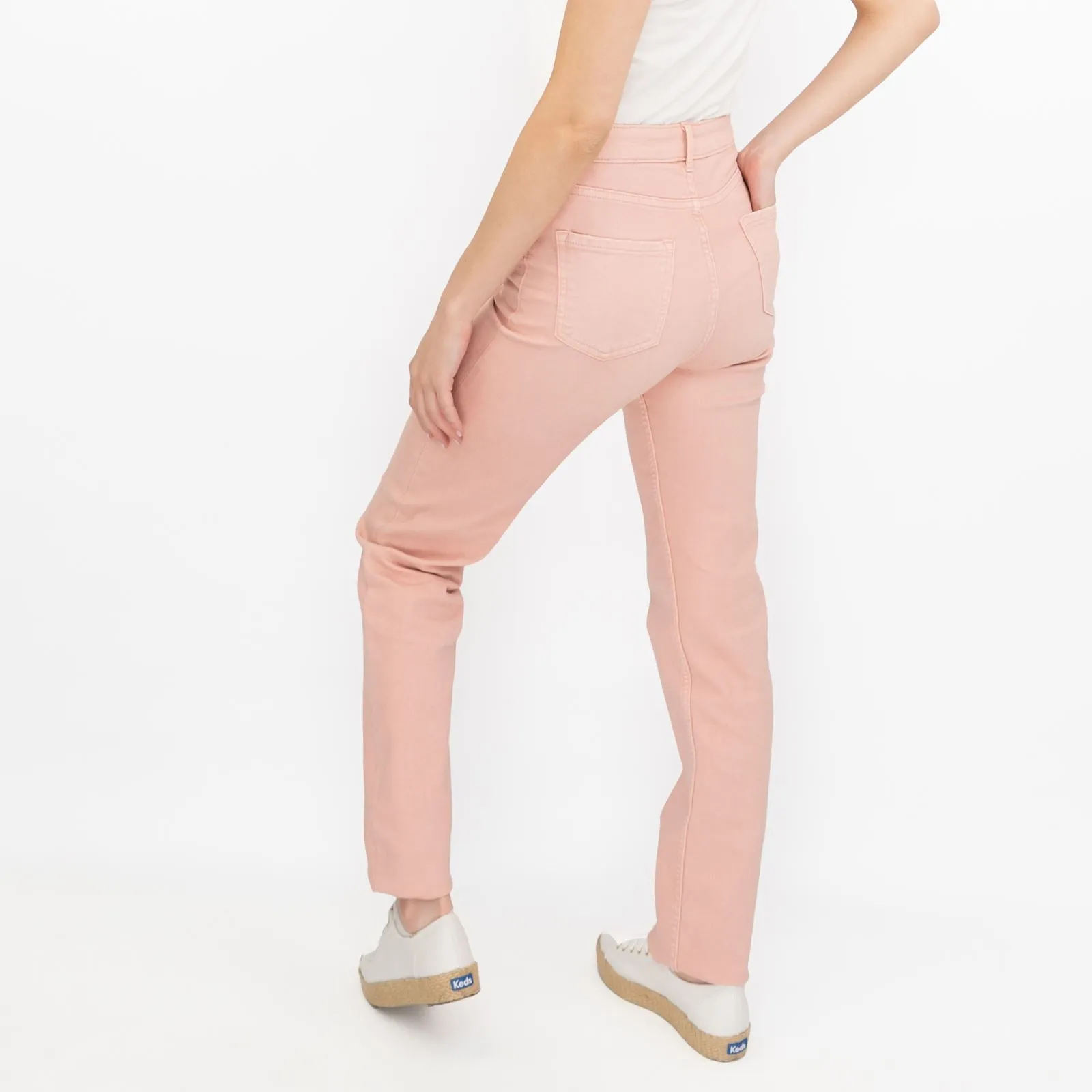 M&S Full Length Straight Leg Light Pink Denim Trousers