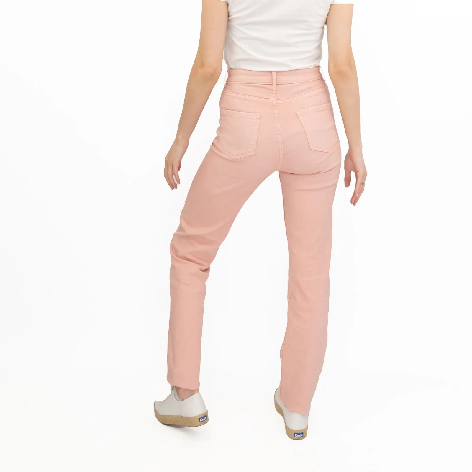 M&S Full Length Straight Leg Light Pink Denim Trousers