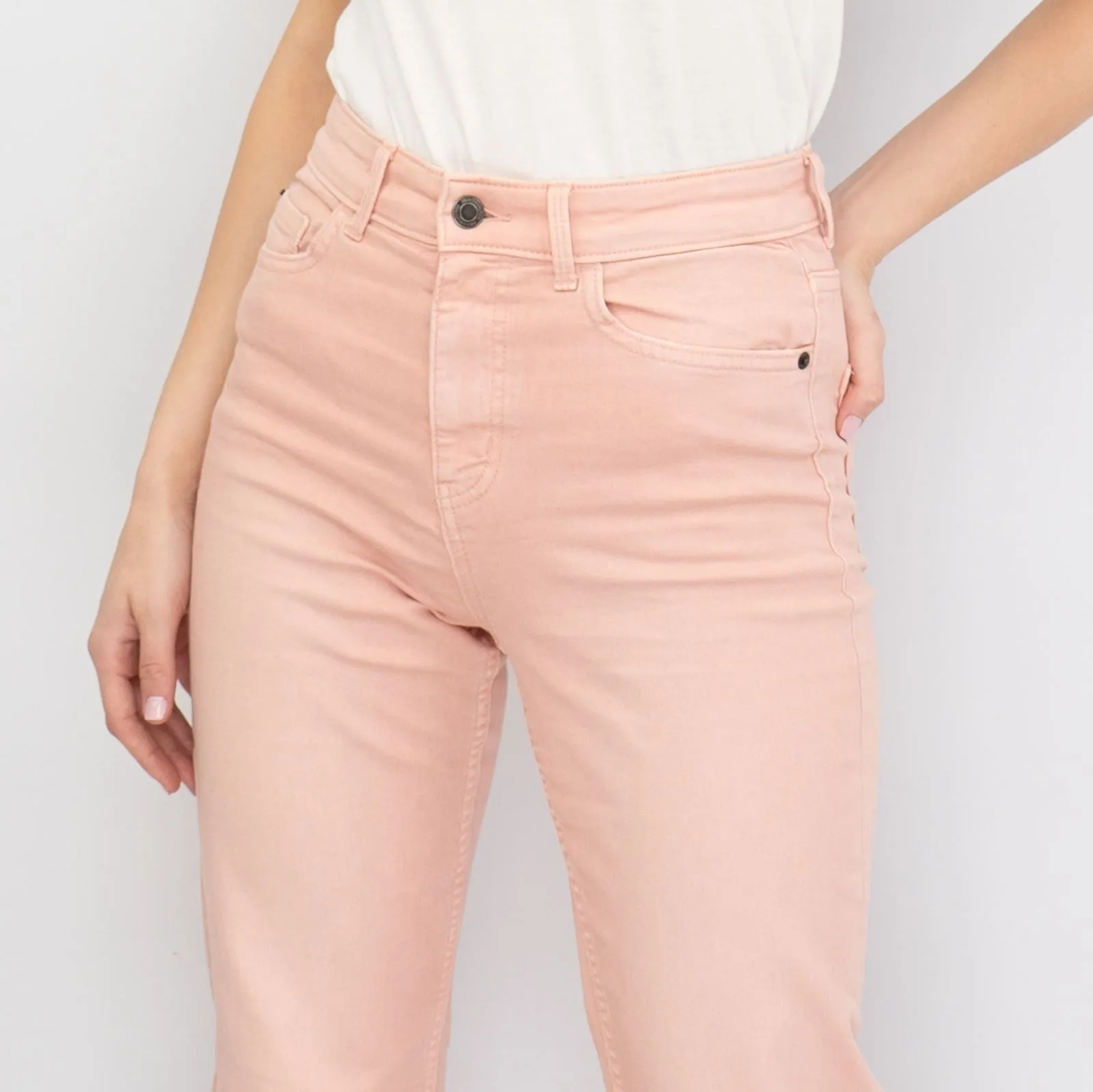 M&S Full Length Straight Leg Light Pink Denim Trousers