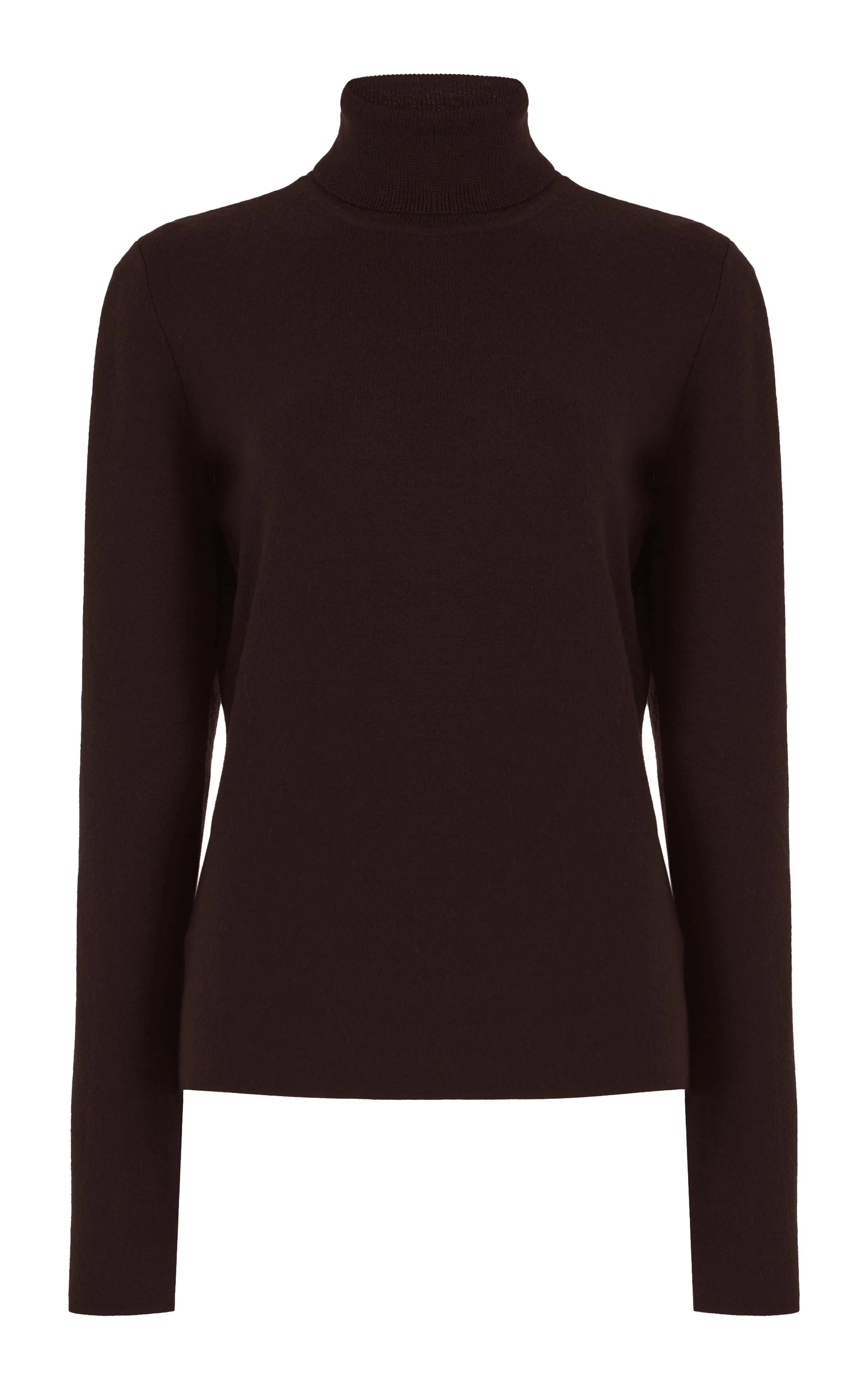 May Knit Turtleneck in Chocolate Merino Wool Cashmere