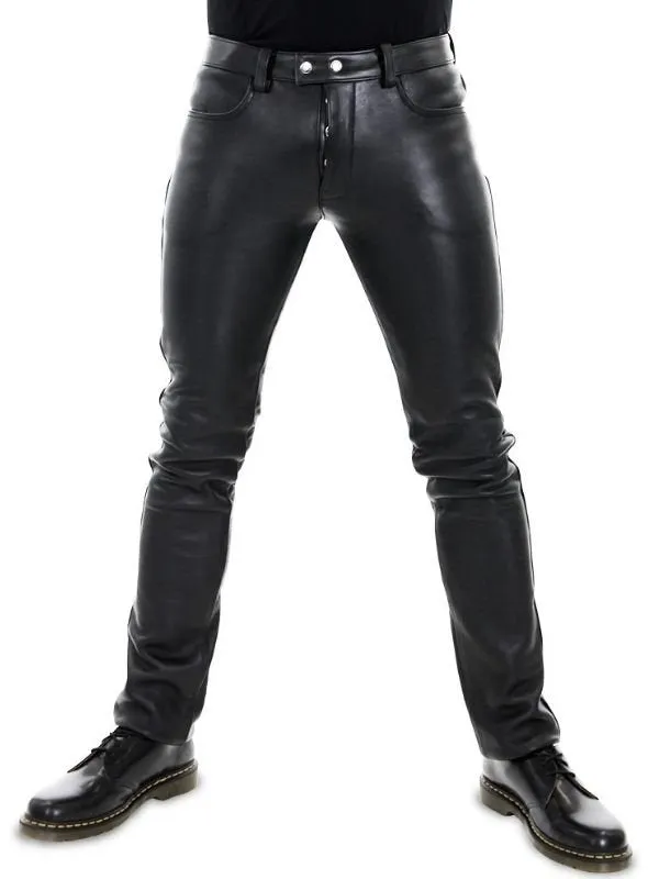 Men's Classic Leather Jeans Pants