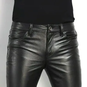 Men's Real Leather Genuine Sheep Leather Party Pants Slim Fit Real Leather Pant