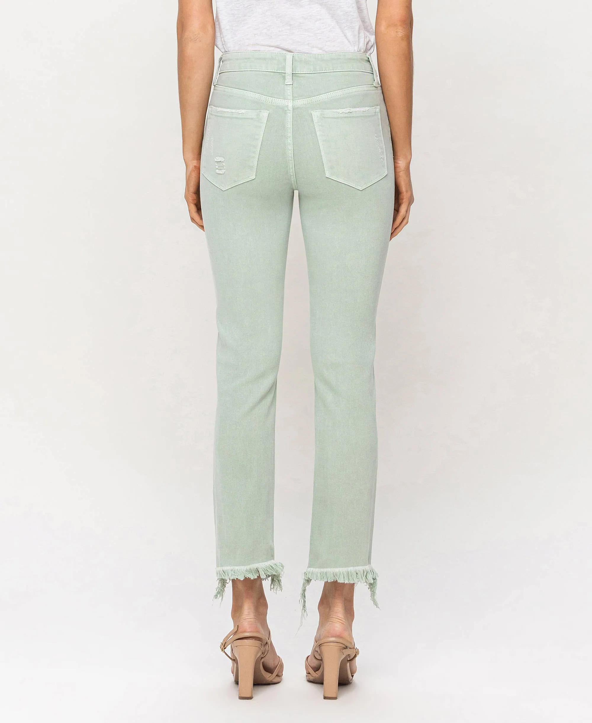 MID RISE CROP STRAIGHT JEANS