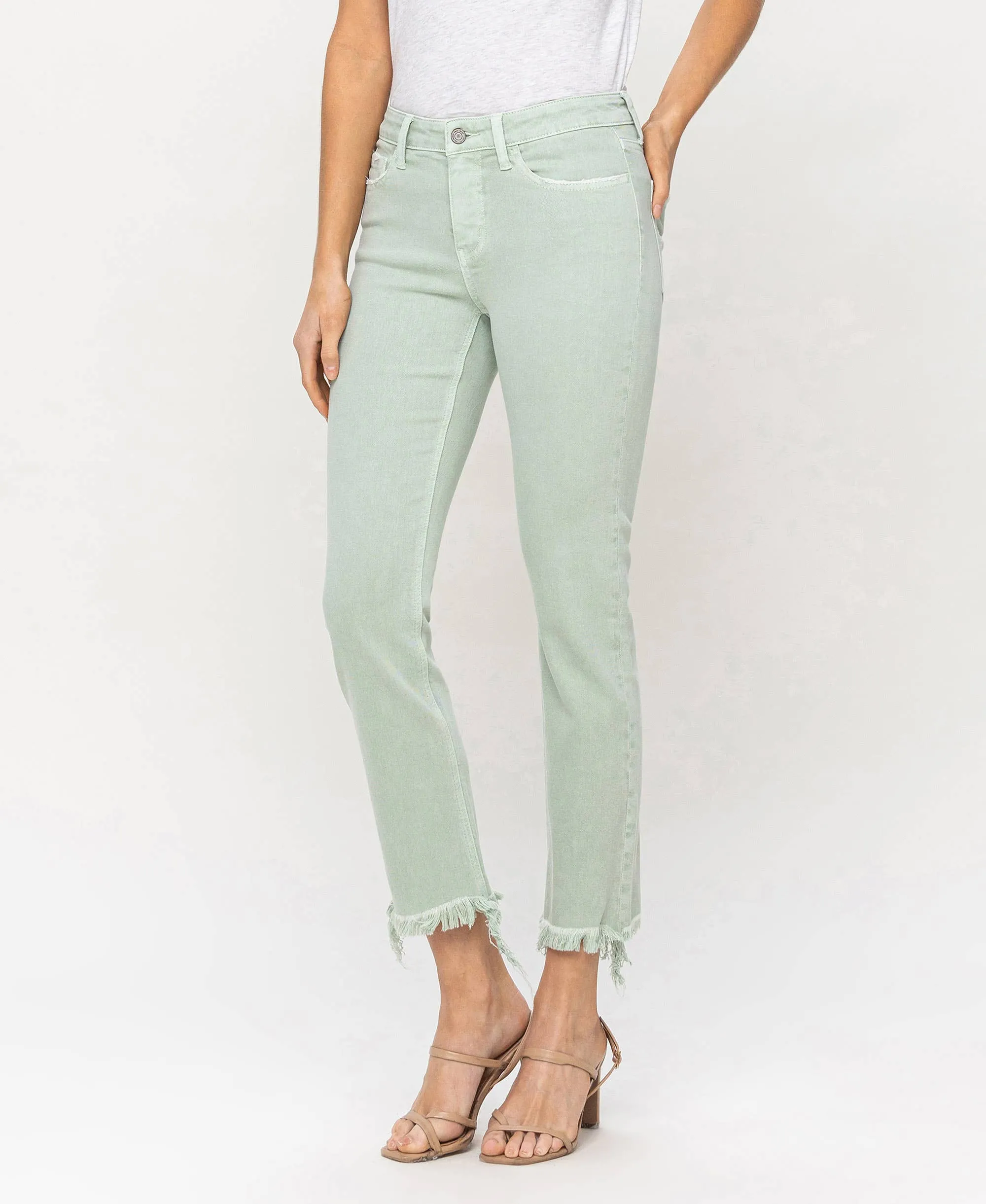 MID RISE CROP STRAIGHT JEANS