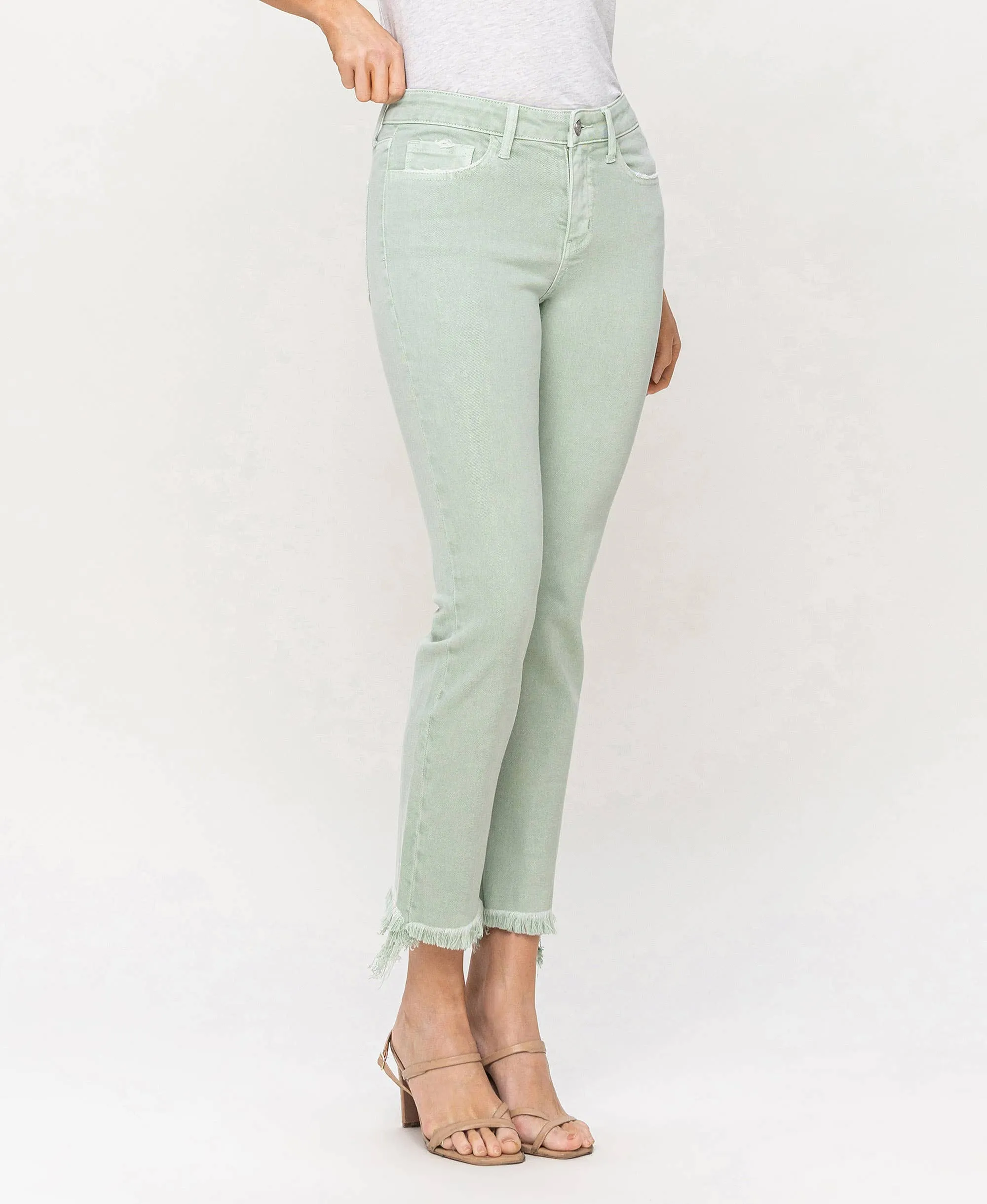 MID RISE CROP STRAIGHT JEANS