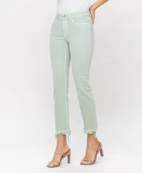 MID RISE CROP STRAIGHT JEANS