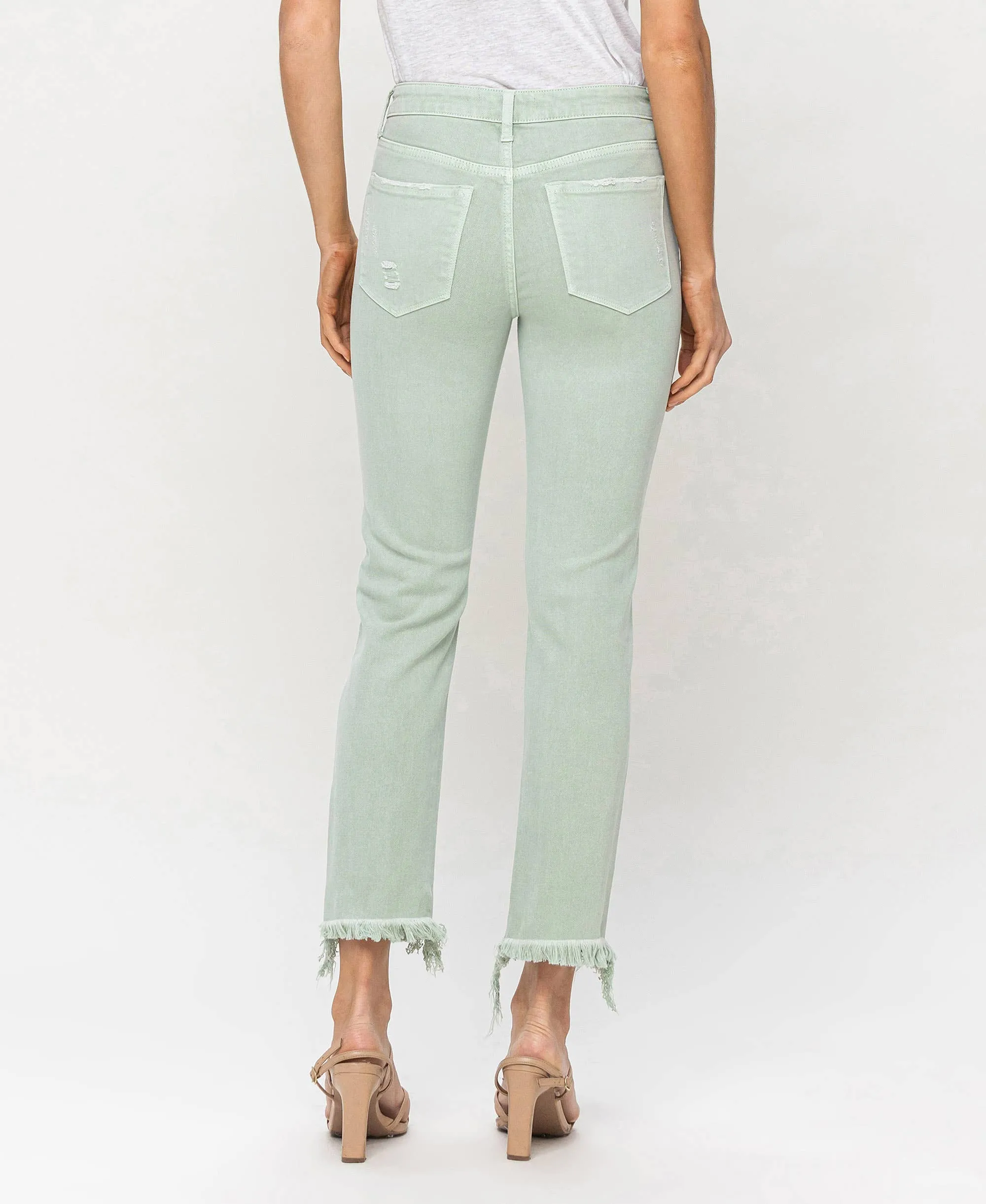 MID RISE CROP STRAIGHT JEANS