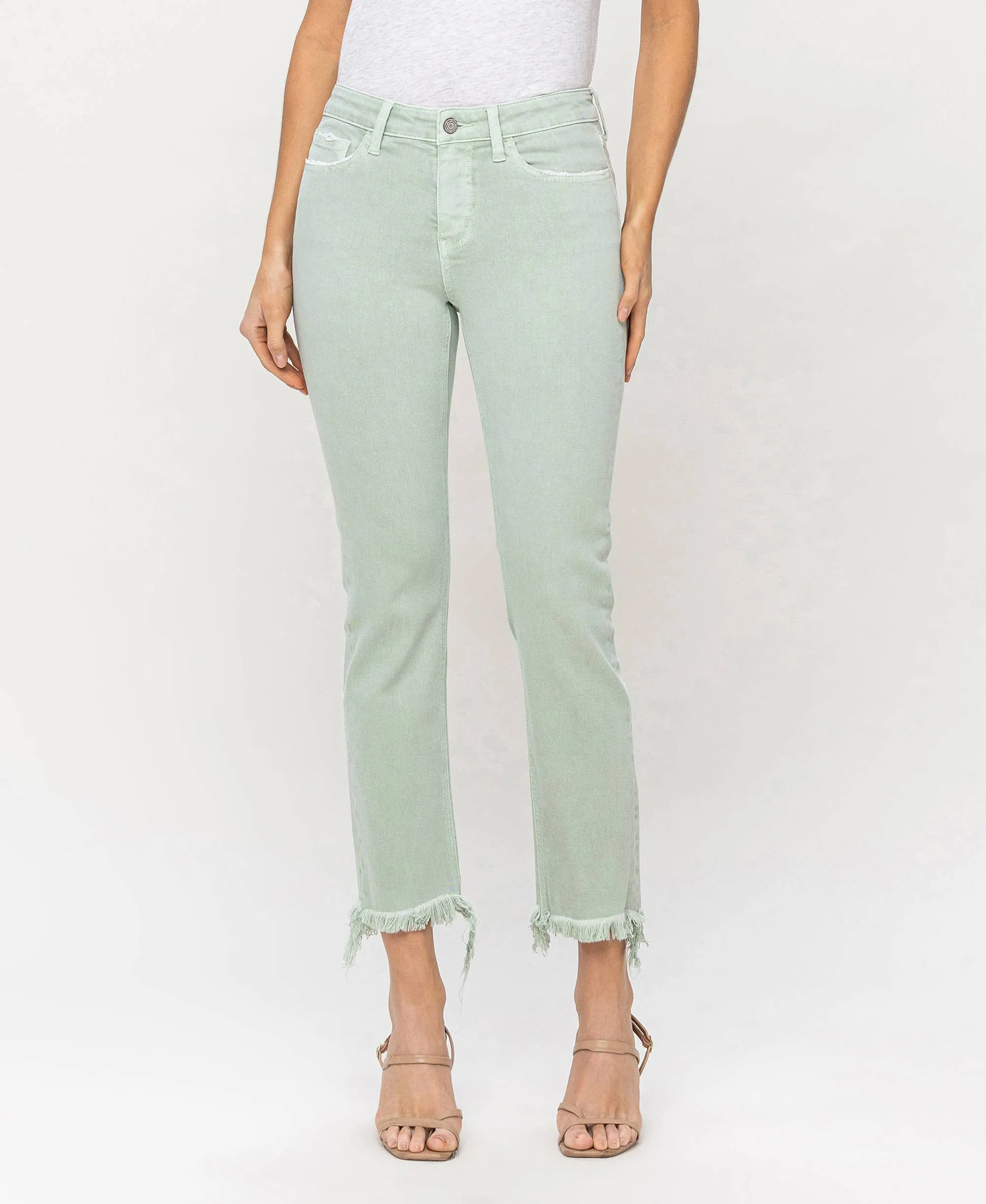 MID RISE CROP STRAIGHT JEANS