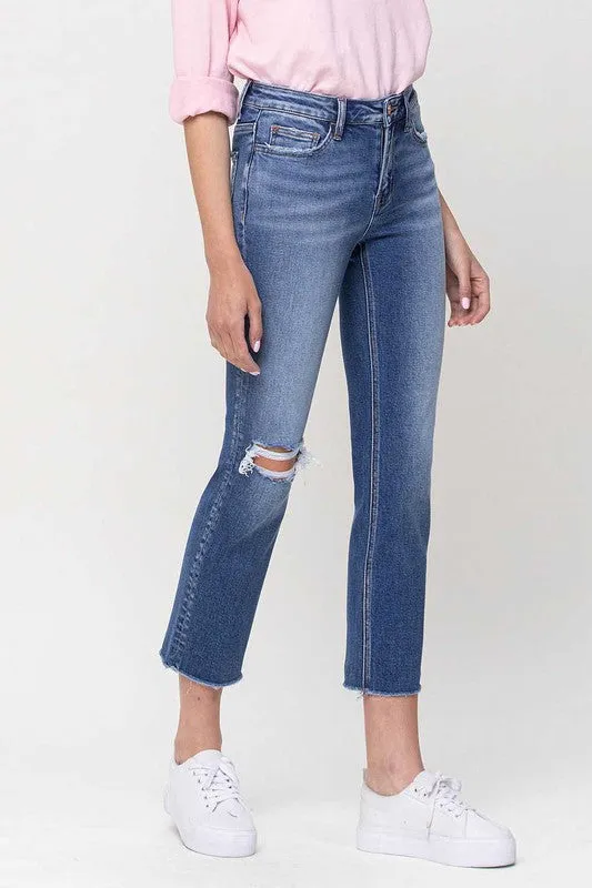 Mid-Rise Straight Crop Jeans