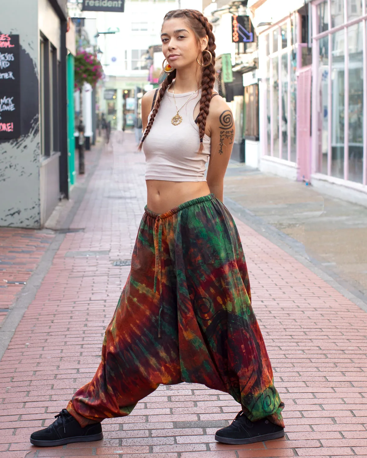 Ninja Tie Dye Spiral Harem Pants Unisex