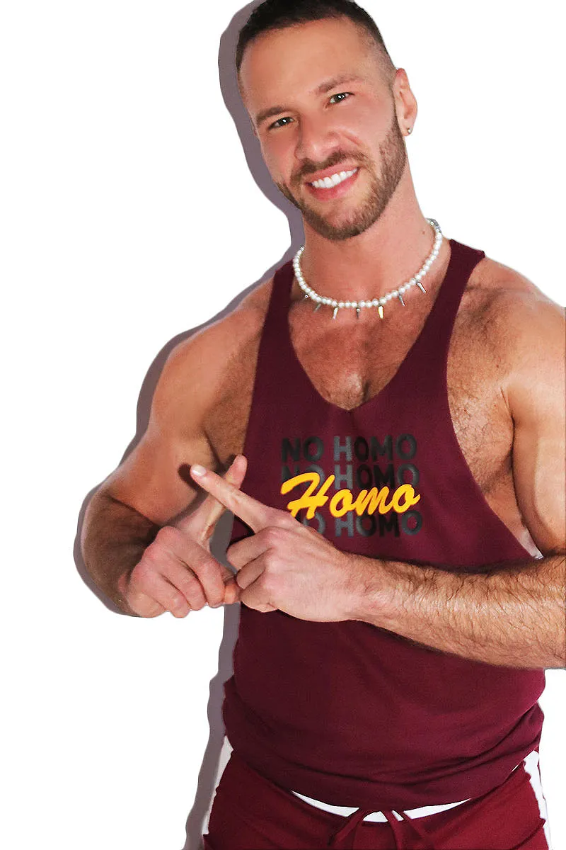 No Homo String Tank-Burgandy