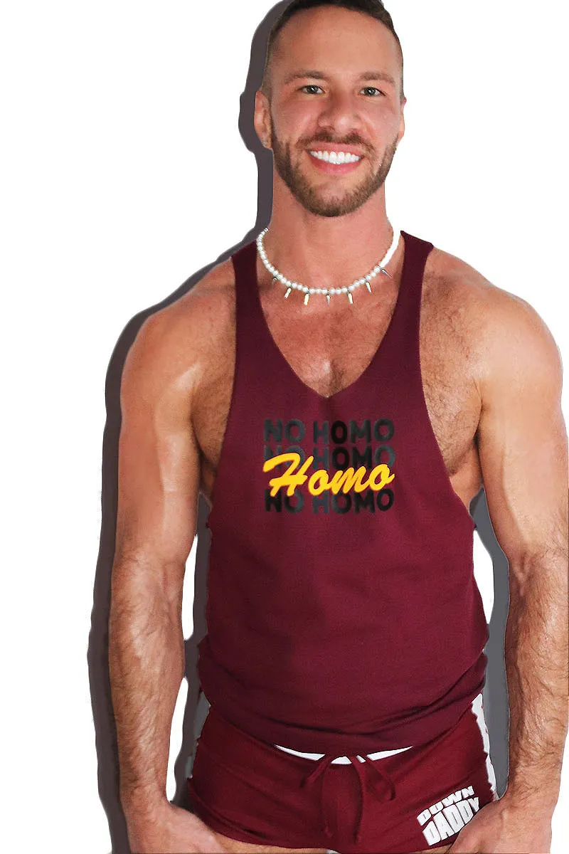 No Homo String Tank-Burgandy