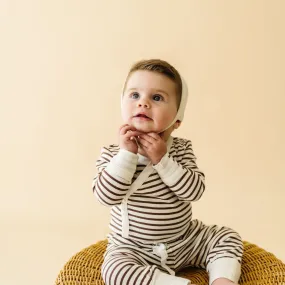 Organic Kimono Onesie & Pants Set - Plum Stripes