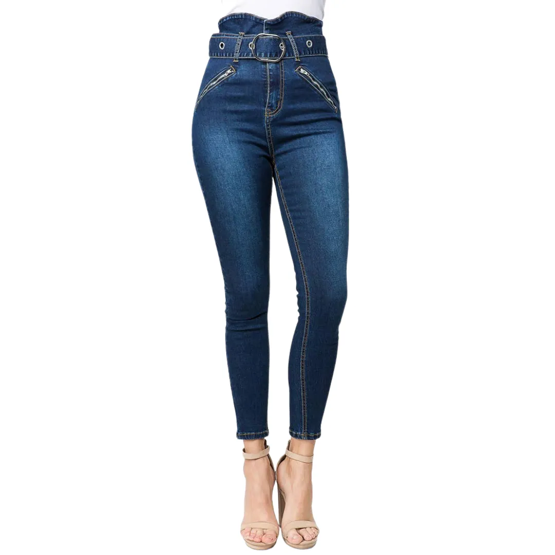 Paper Bag High Waist Skinny Jeans