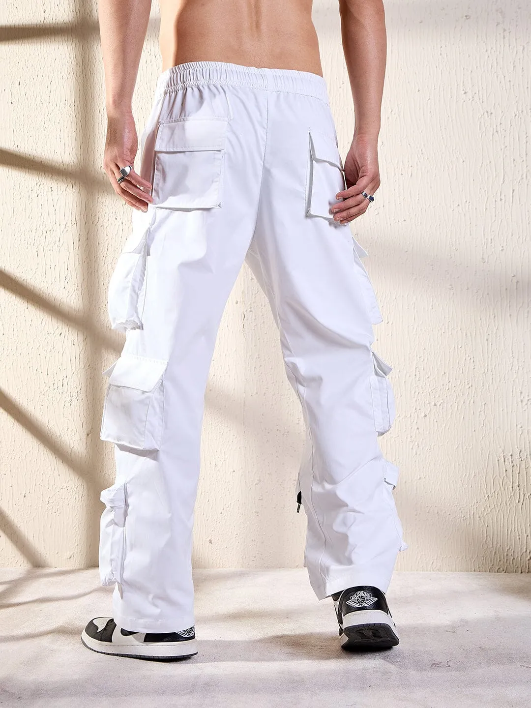 Pearl White Utility Cargo Trackpants