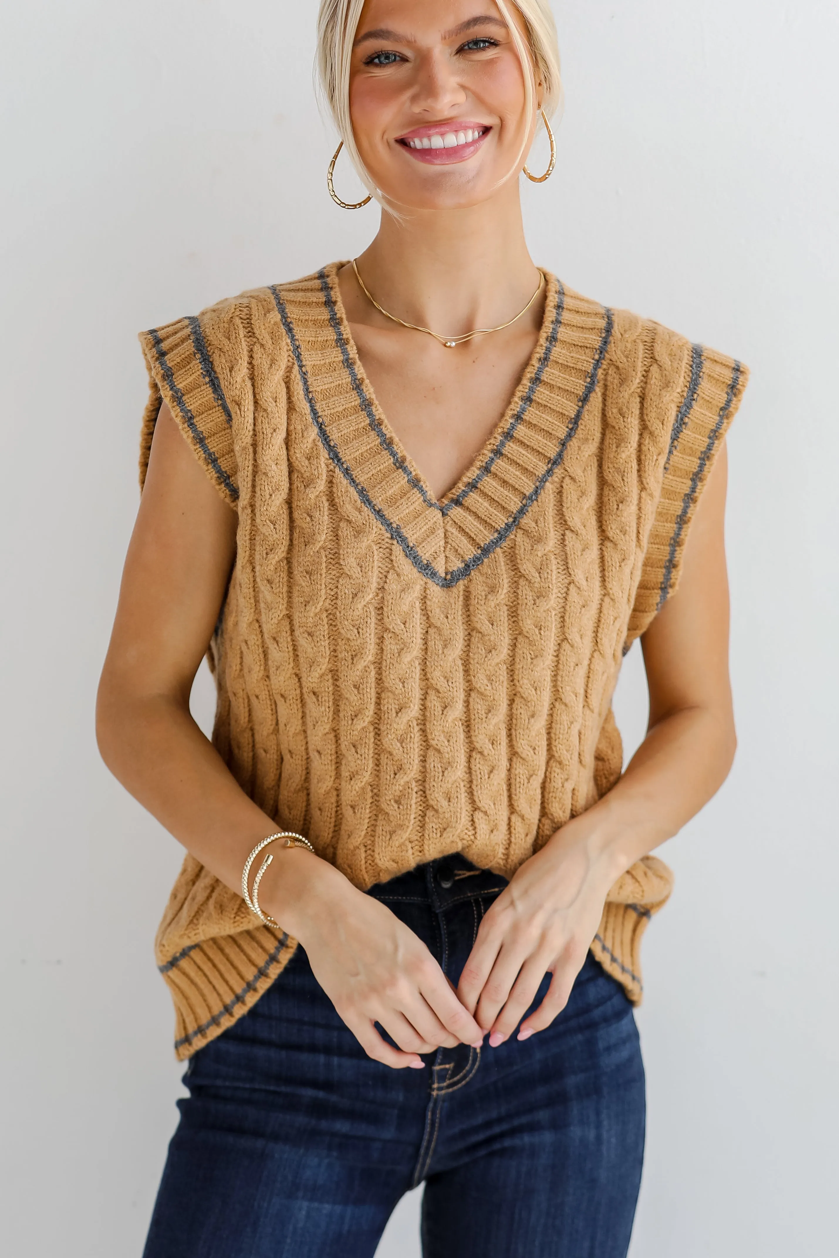 Posh Scholar Cable Knit Sweater Vest