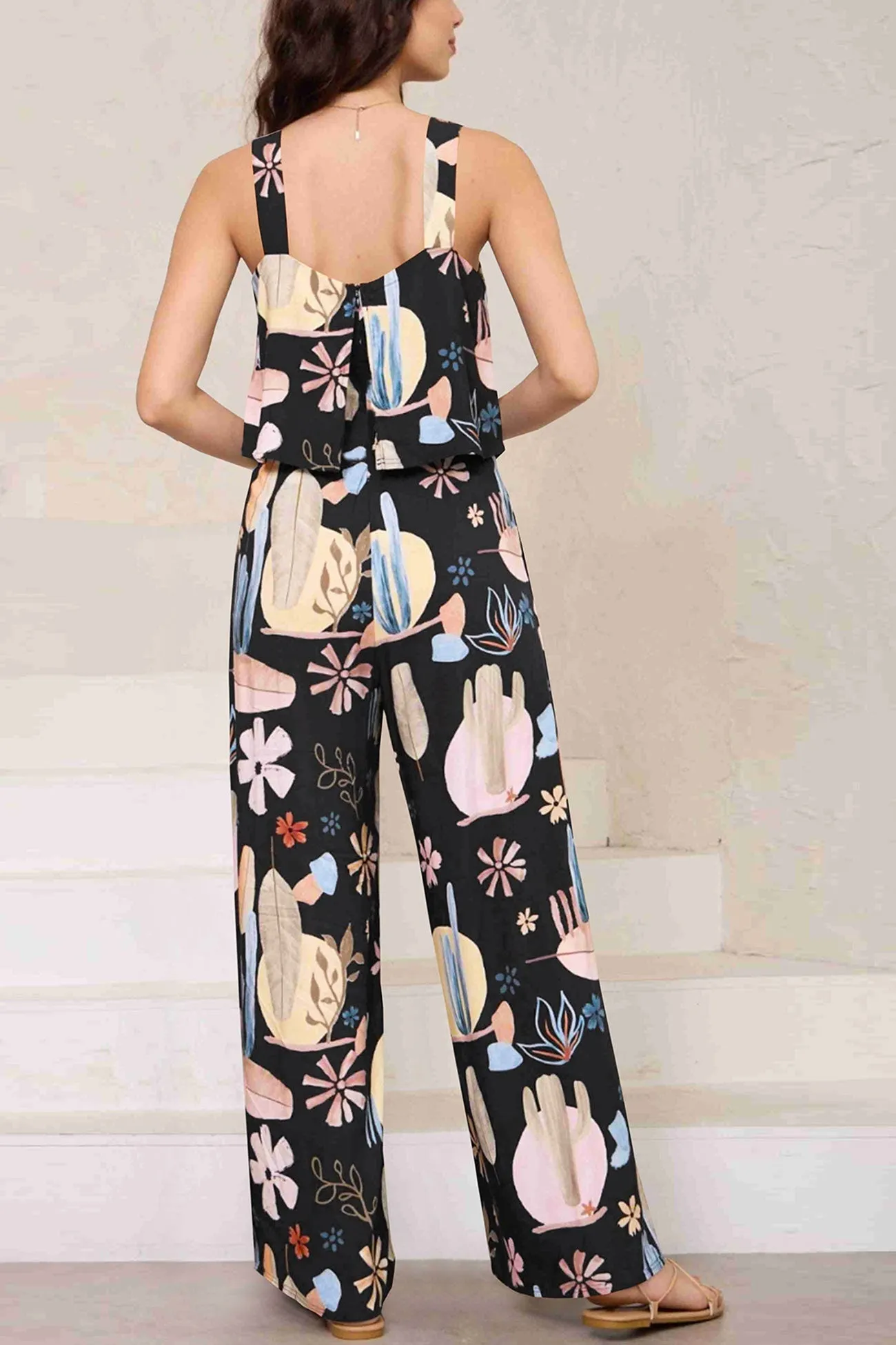 Printed Cami Wide Leg Jumpsuits