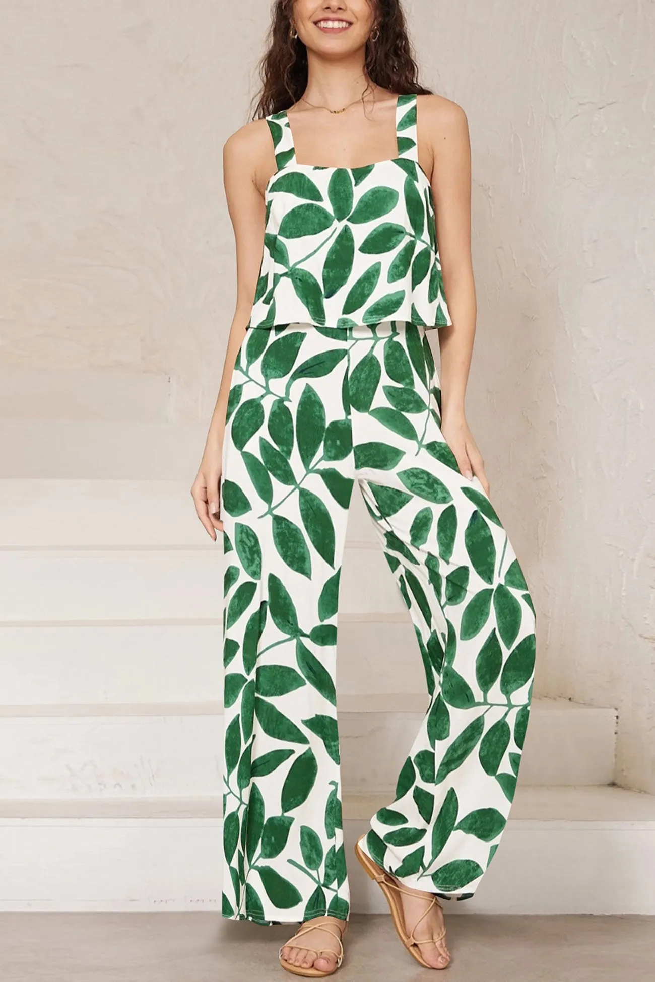 Printed Cami Wide Leg Jumpsuits