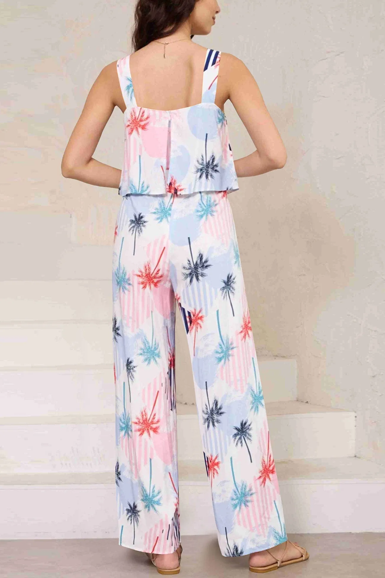 Printed Cami Wide Leg Jumpsuits