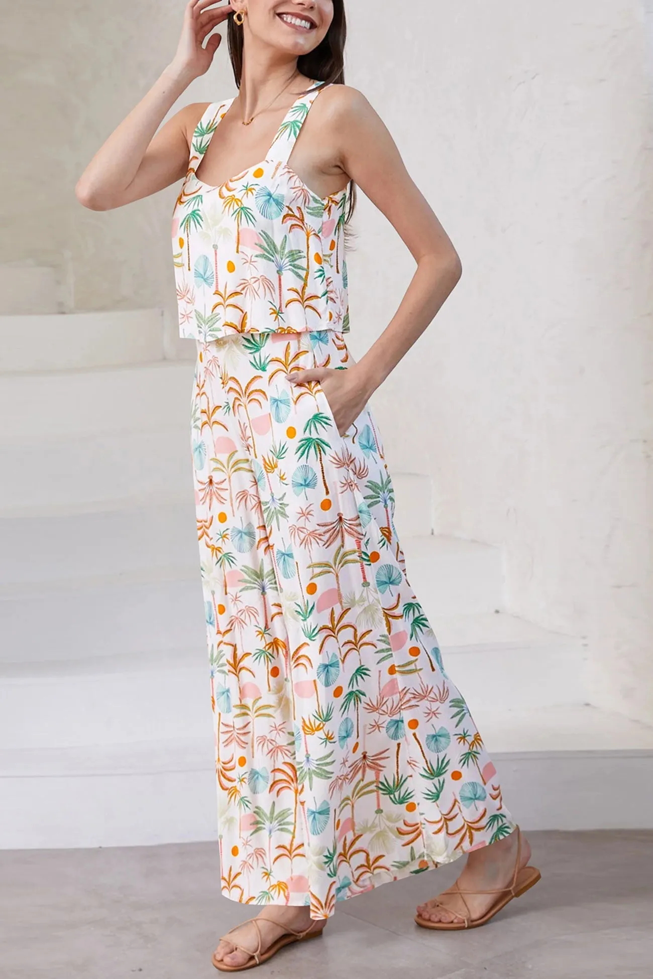 Printed Cami Wide Leg Jumpsuits