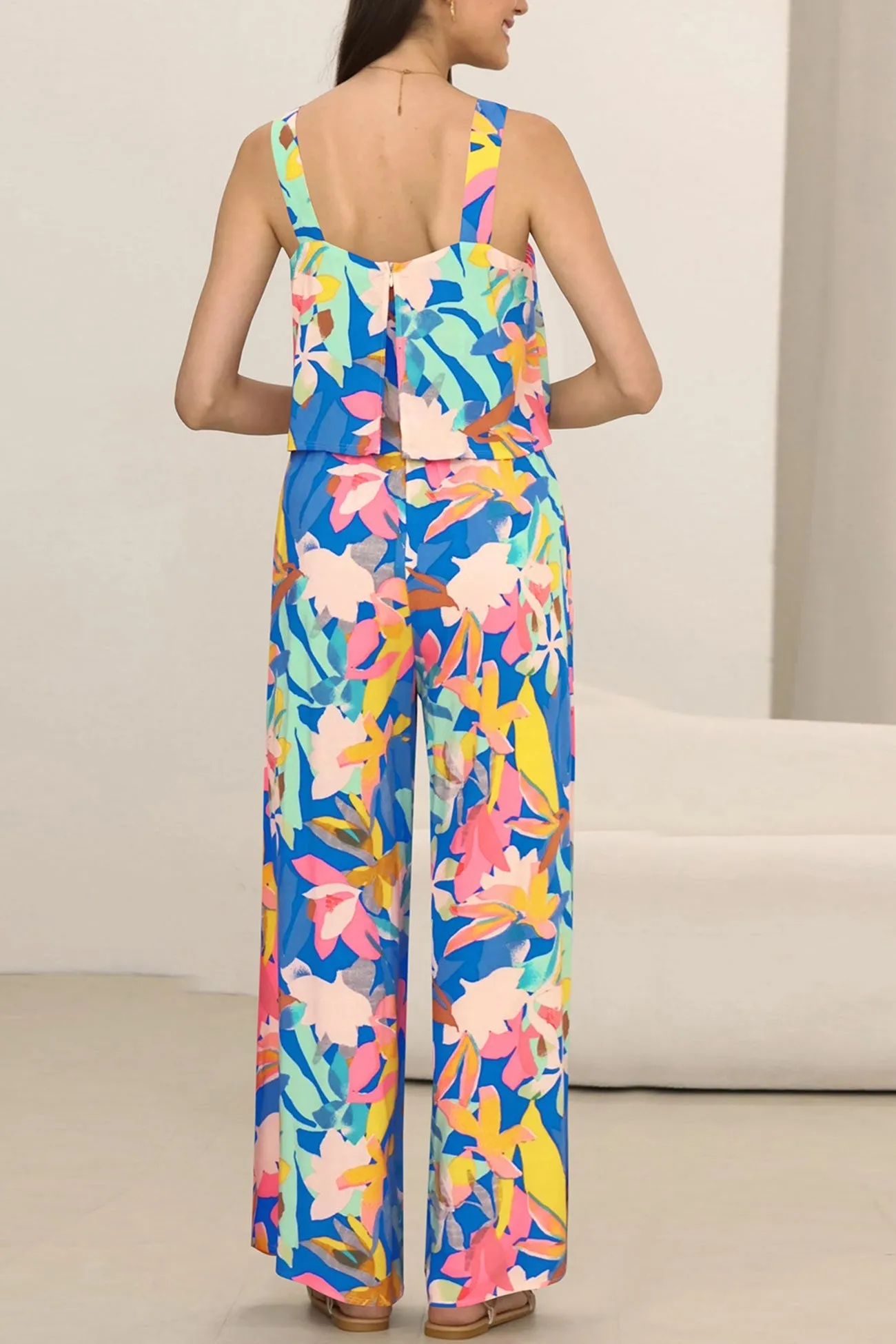 Printed Cami Wide Leg Jumpsuits