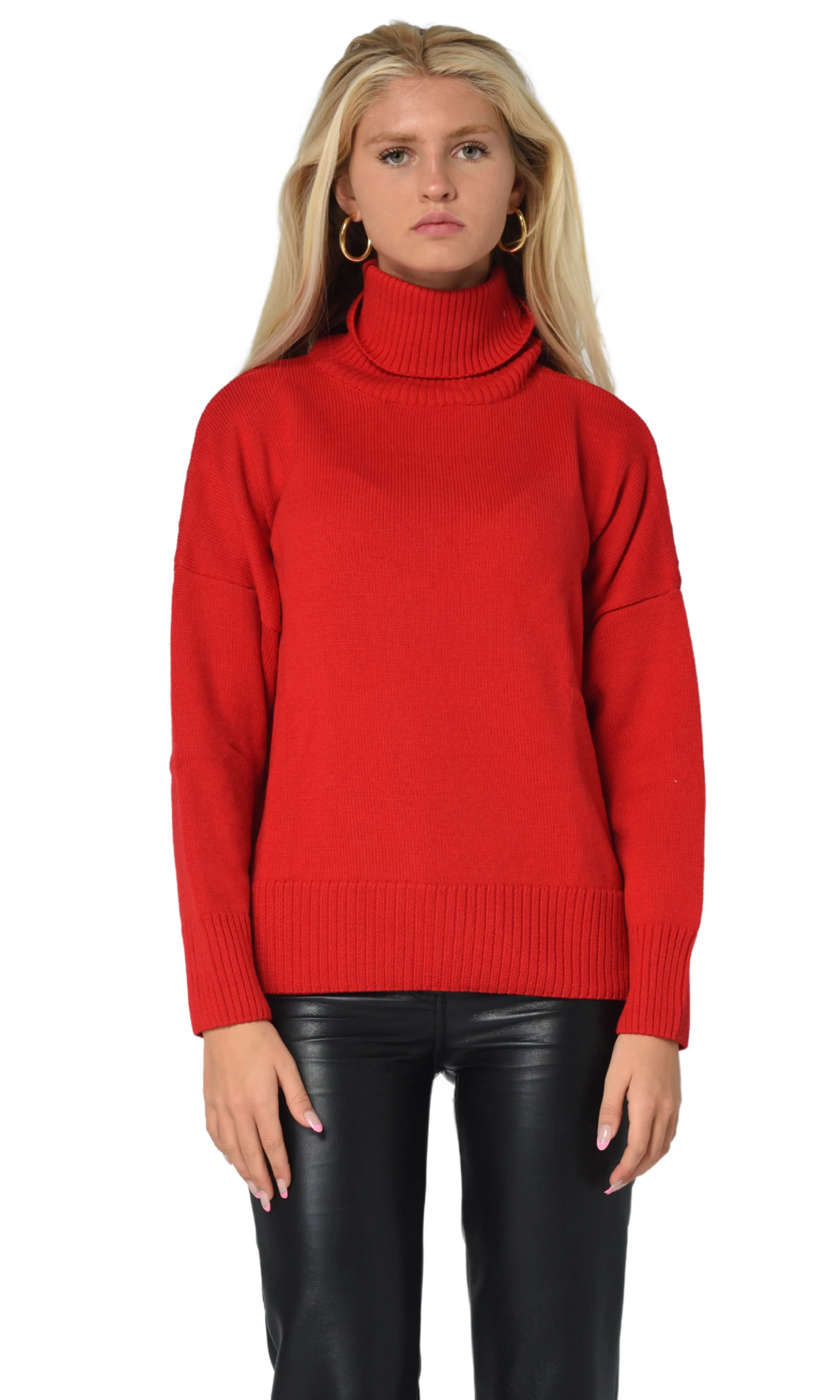 RED HEAVY ROLL NECK