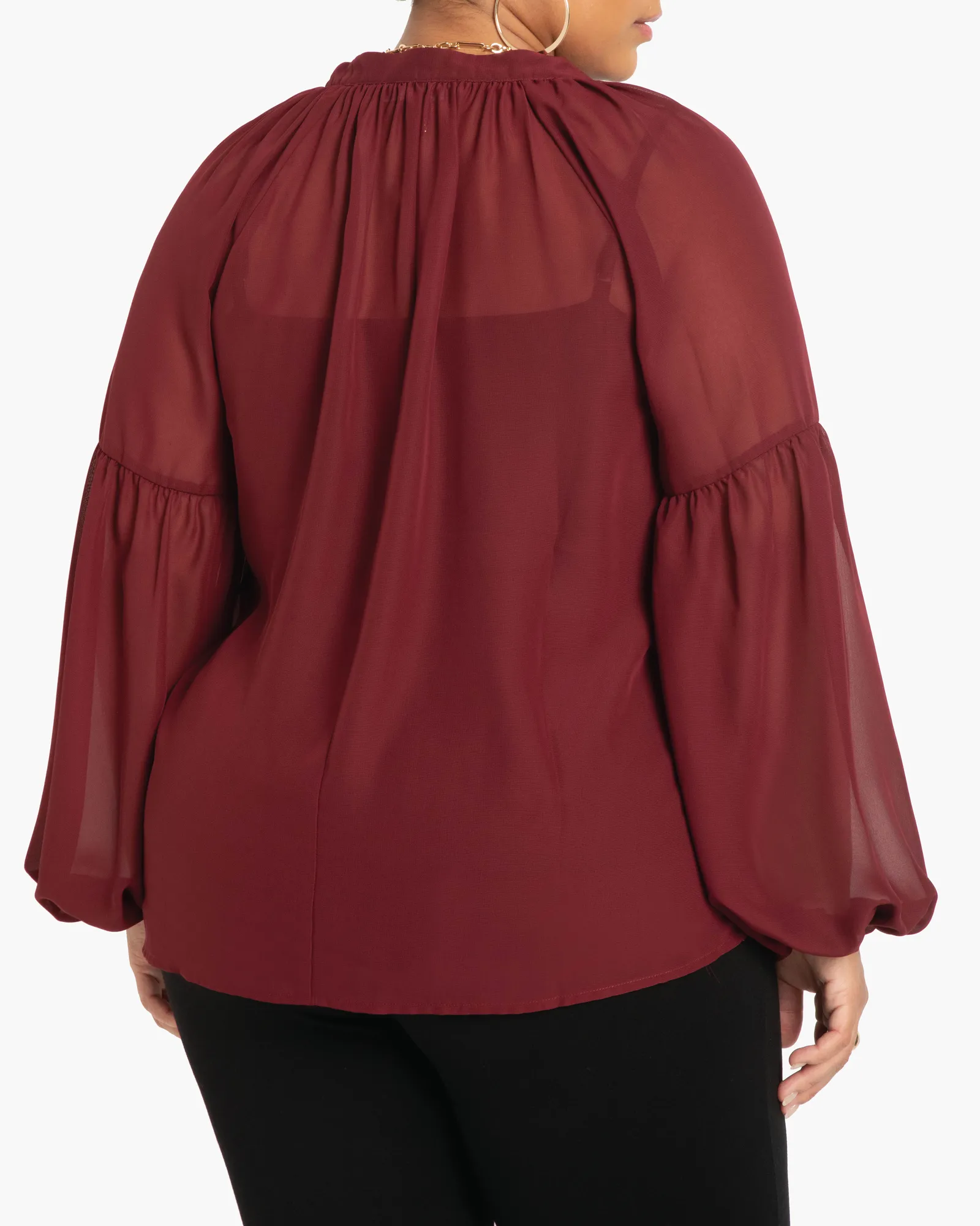 Rylie Long-Sleeve Peasant Top | Burgundy