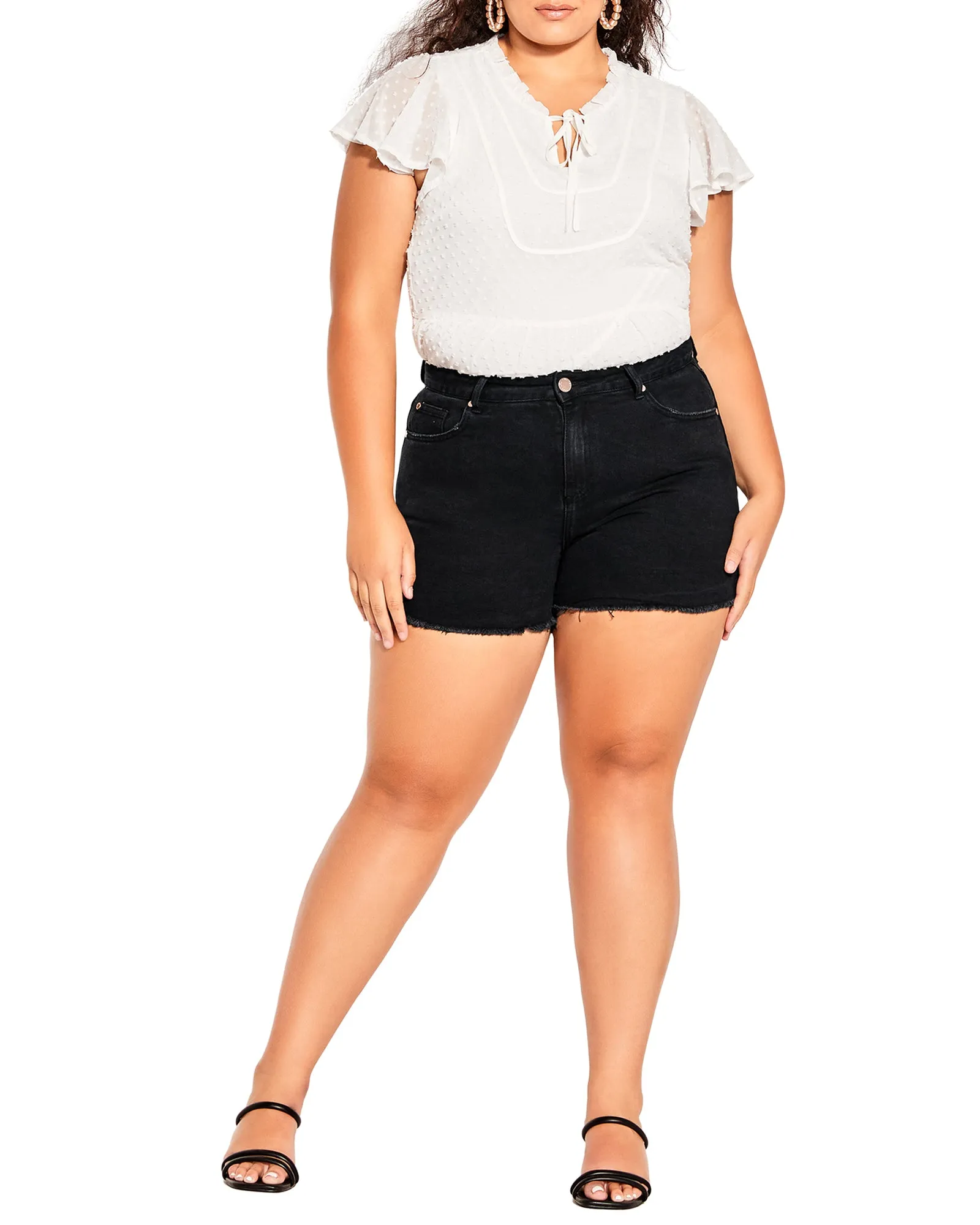 Samara Frayed Out Cotton Short | Black