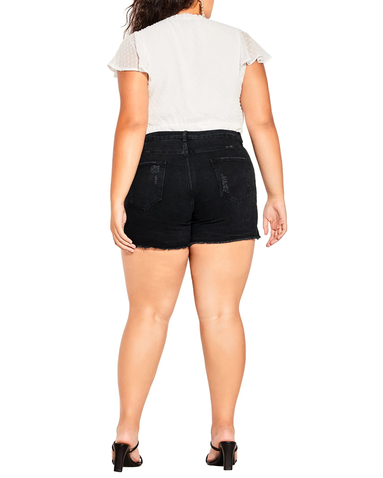 Samara Frayed Out Cotton Short | Black