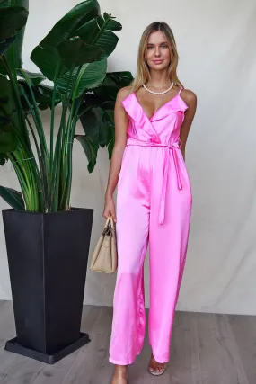 Satin Asymmetrical Wide-Leg Jumpsuit