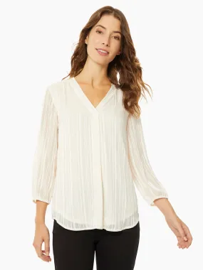 Satin Striped V-Neck Kelly Blouse