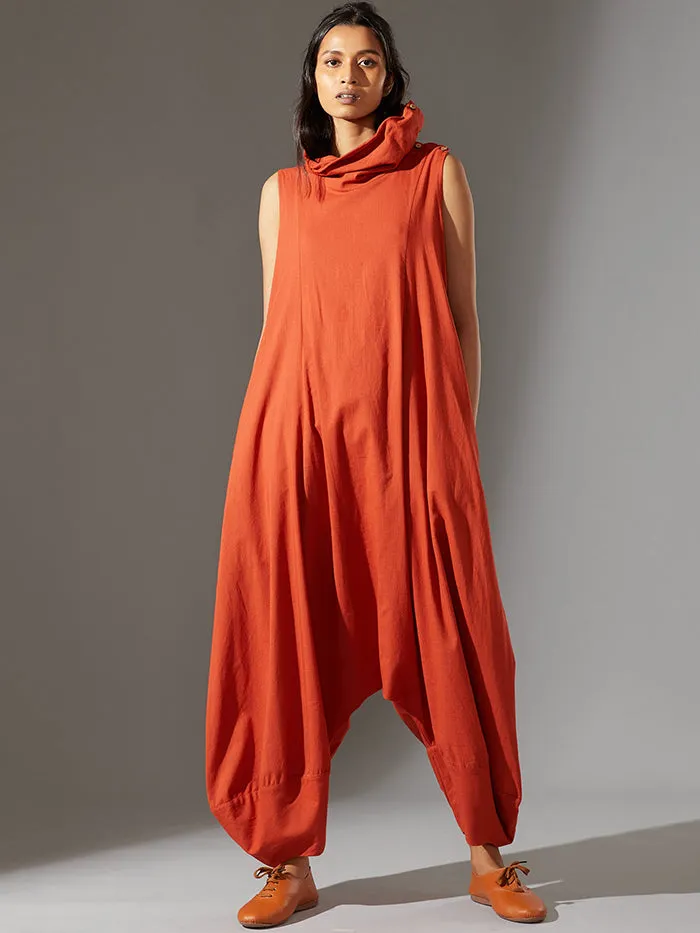 Simple Wide Leg Loose Solid Color High-Neck Jumpsuits