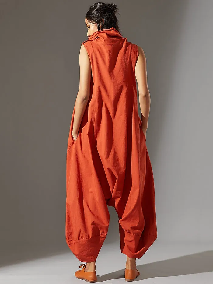 Simple Wide Leg Loose Solid Color High-Neck Jumpsuits