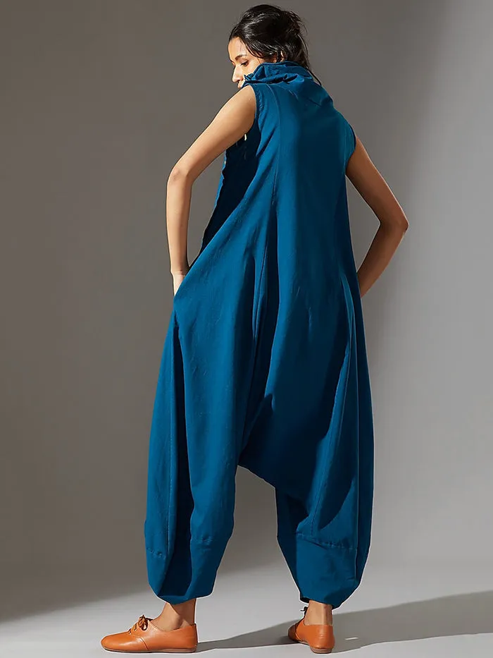 Simple Wide Leg Loose Solid Color High-Neck Jumpsuits