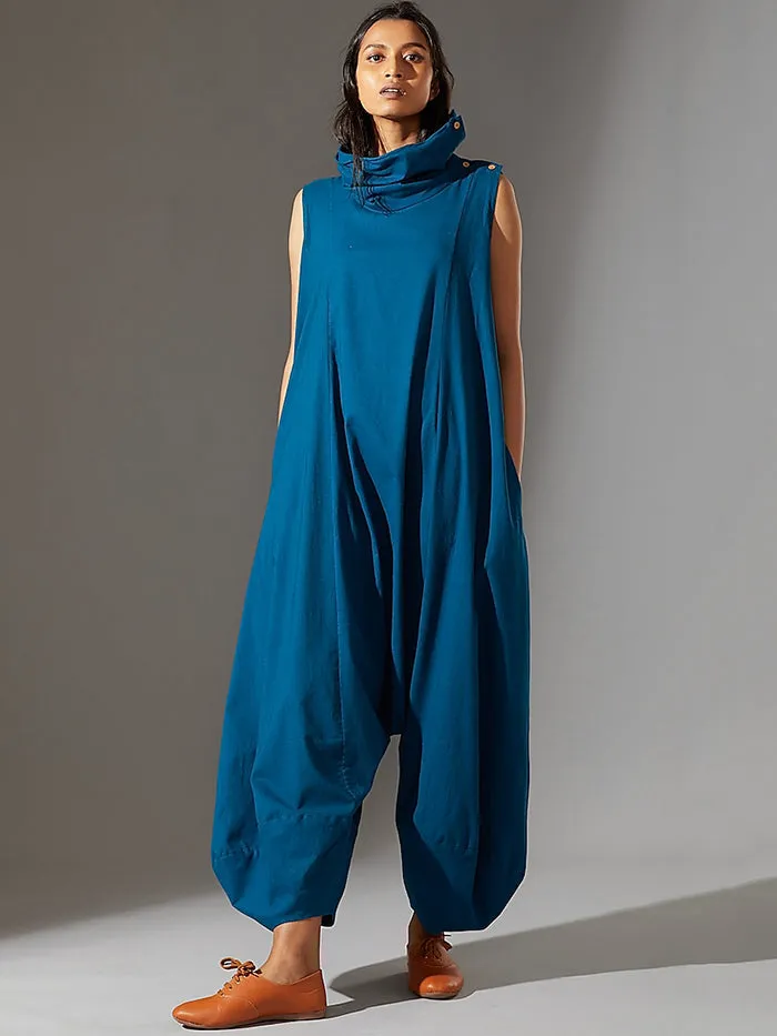 Simple Wide Leg Loose Solid Color High-Neck Jumpsuits