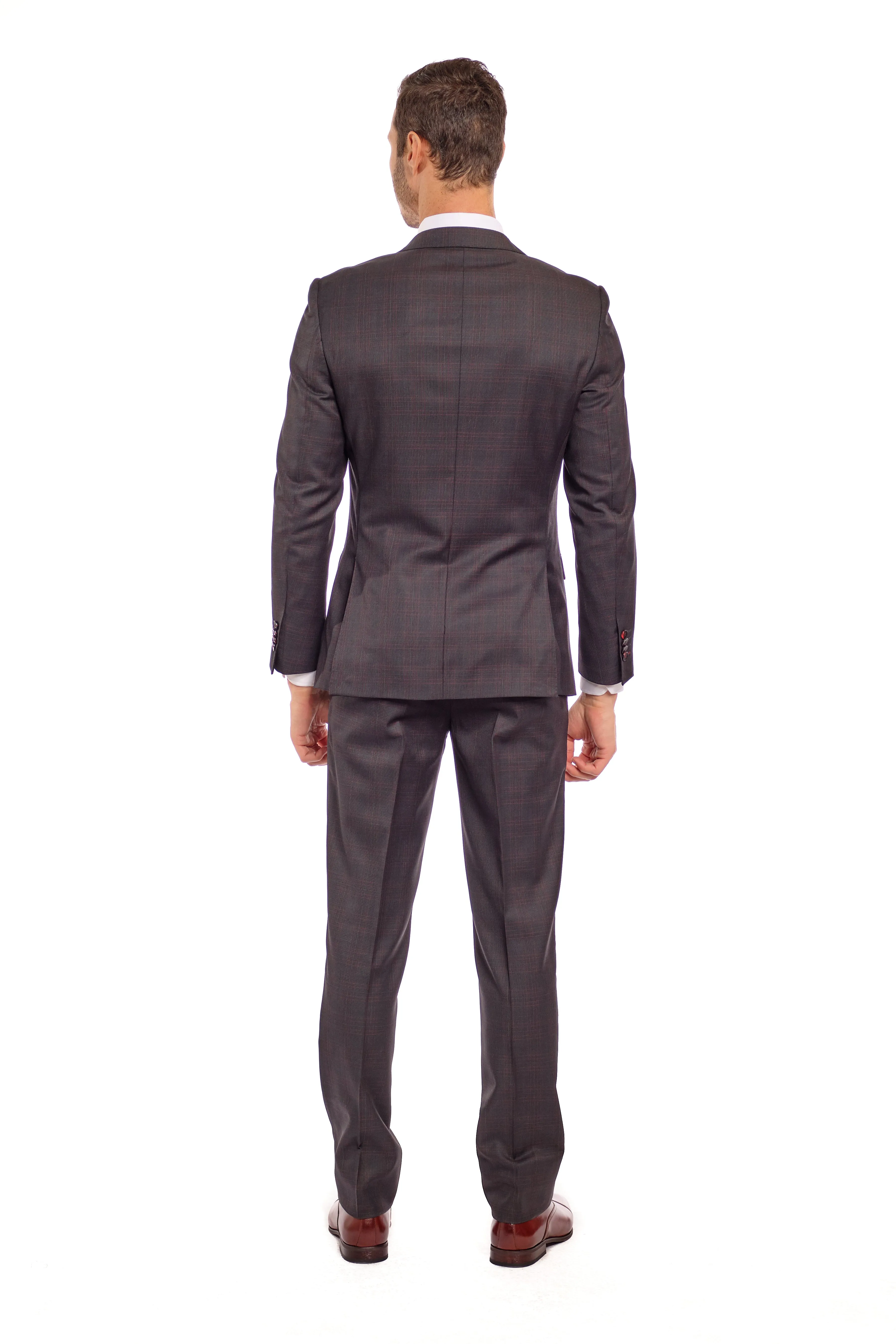 Slim Fit Charcoal Check Two Piece Suit GB-302