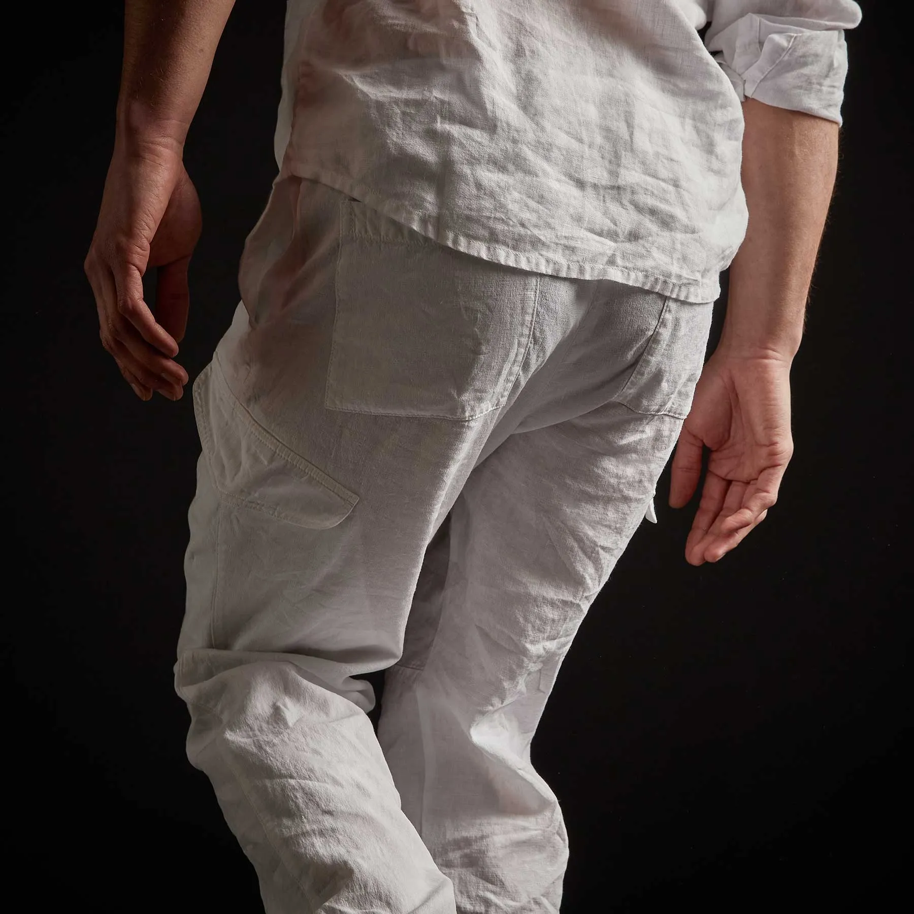 Slub Linen Cargo Pant - White