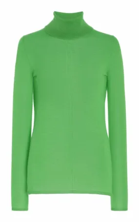 Steinem Knit Turtleneck in Fluorescent Green Cashmere Silk