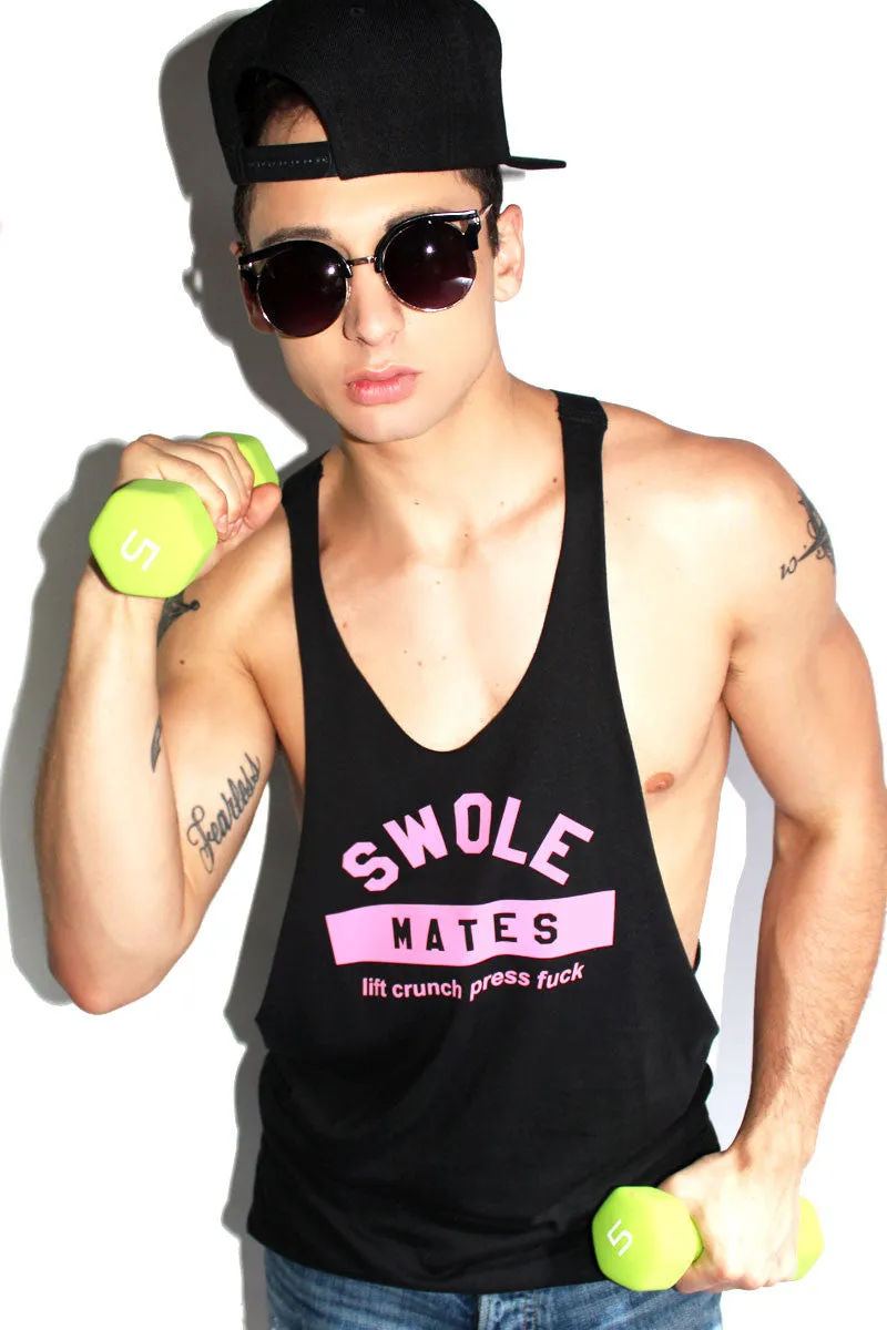 Swole Mates String Tank- Black