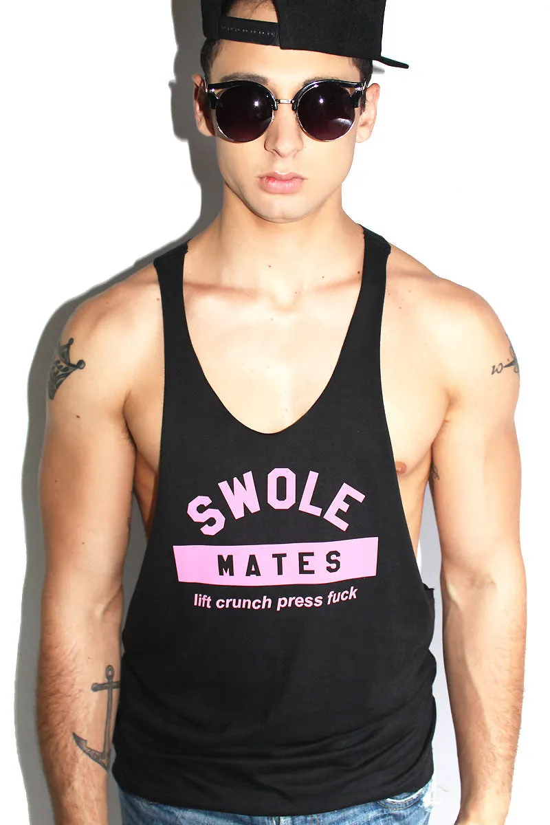 Swole Mates String Tank- Black