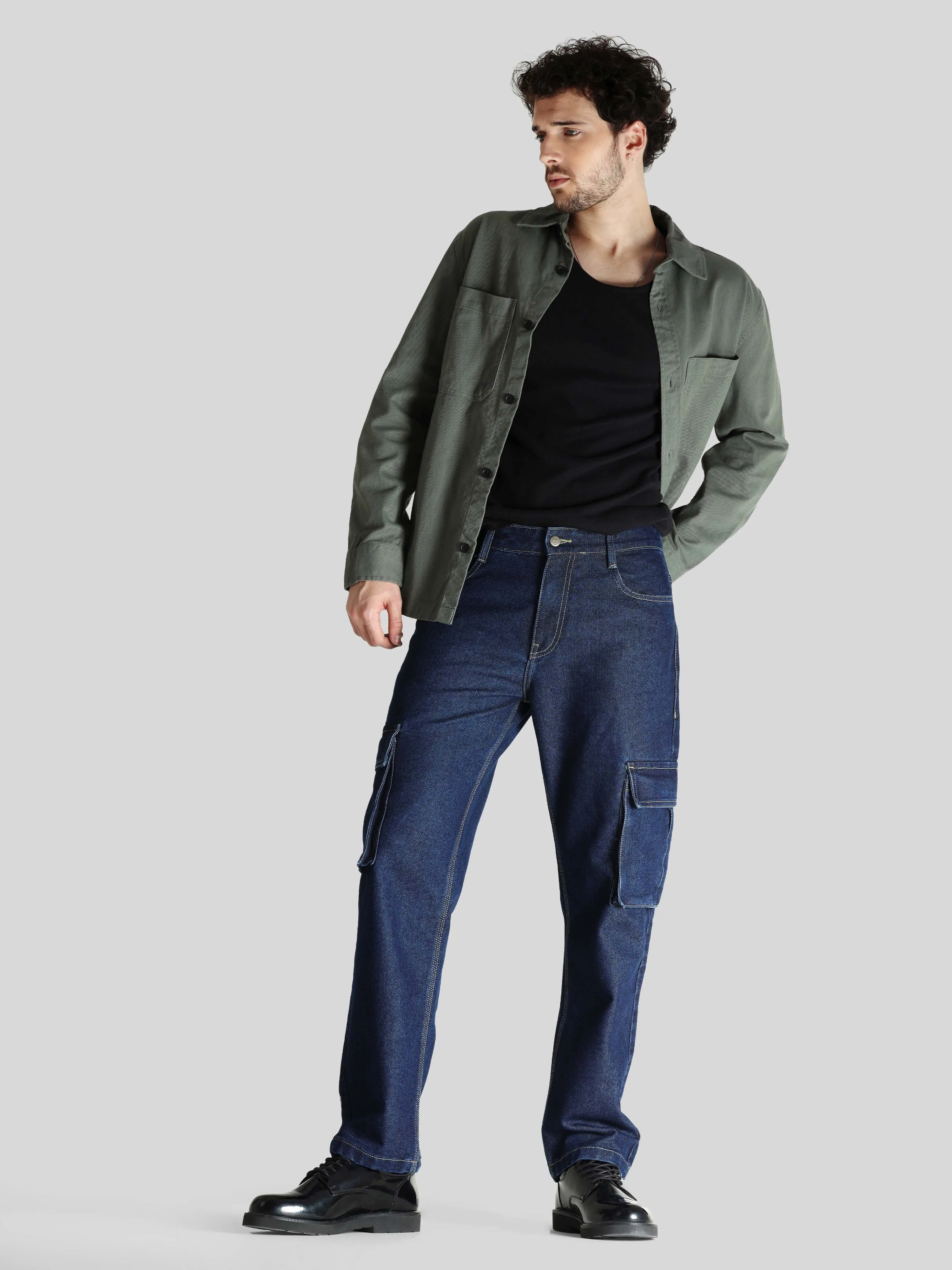 Urban Utility Dark Blue Denim Cargo