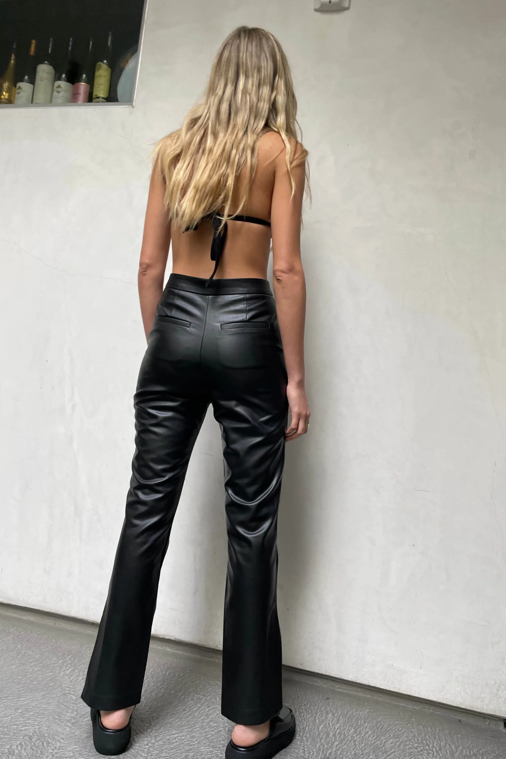 VEGAN LEATHER PANT WITH SIDE SLIT