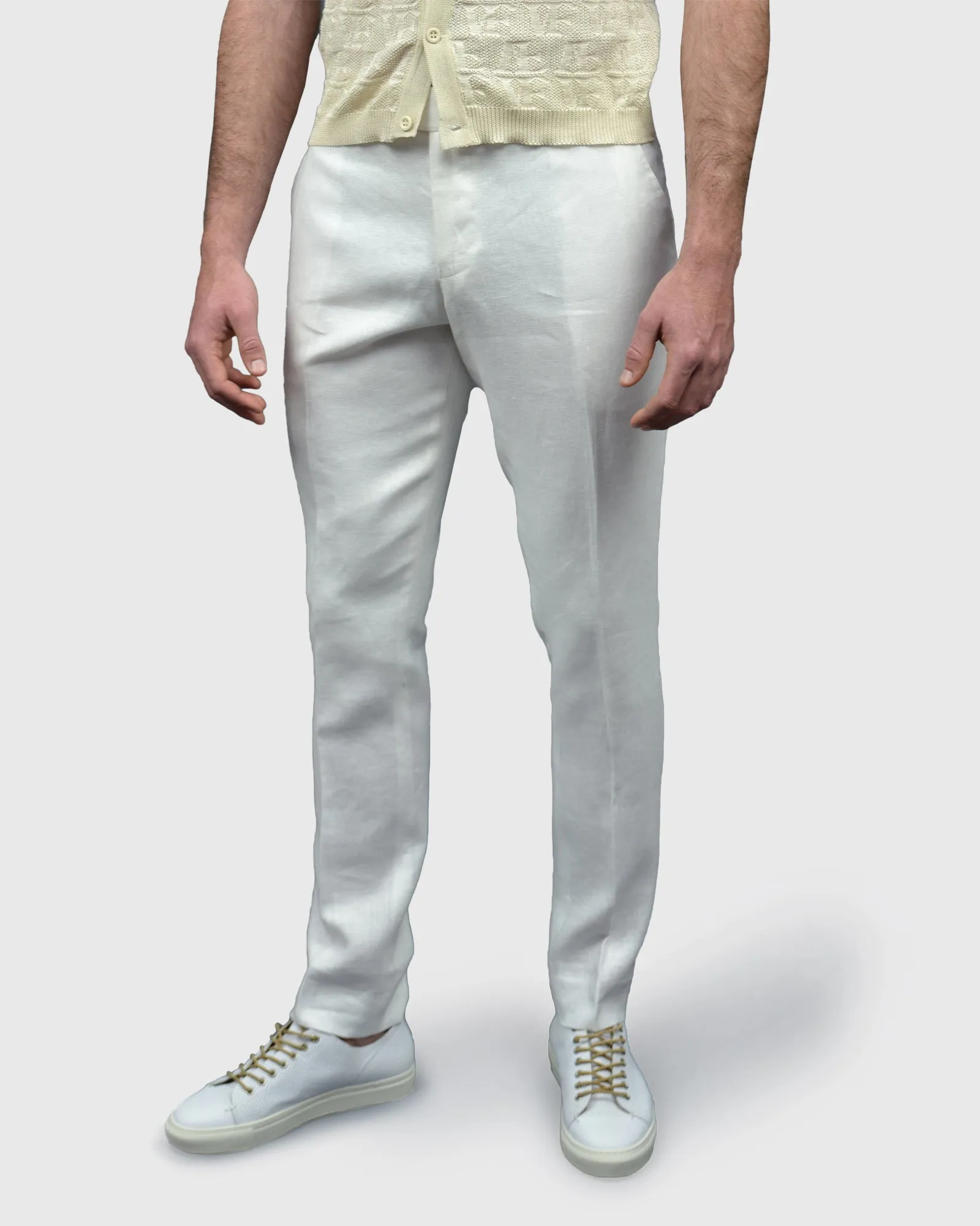 VINCENT & FRANKS S197641 SLIM WHITE LINEN TROUSER