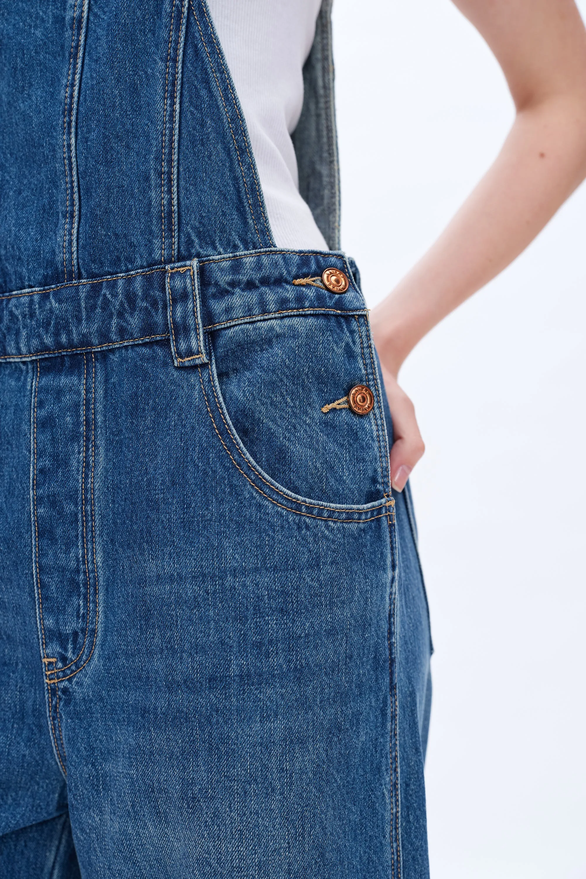 Wide Leg Denim Overalls