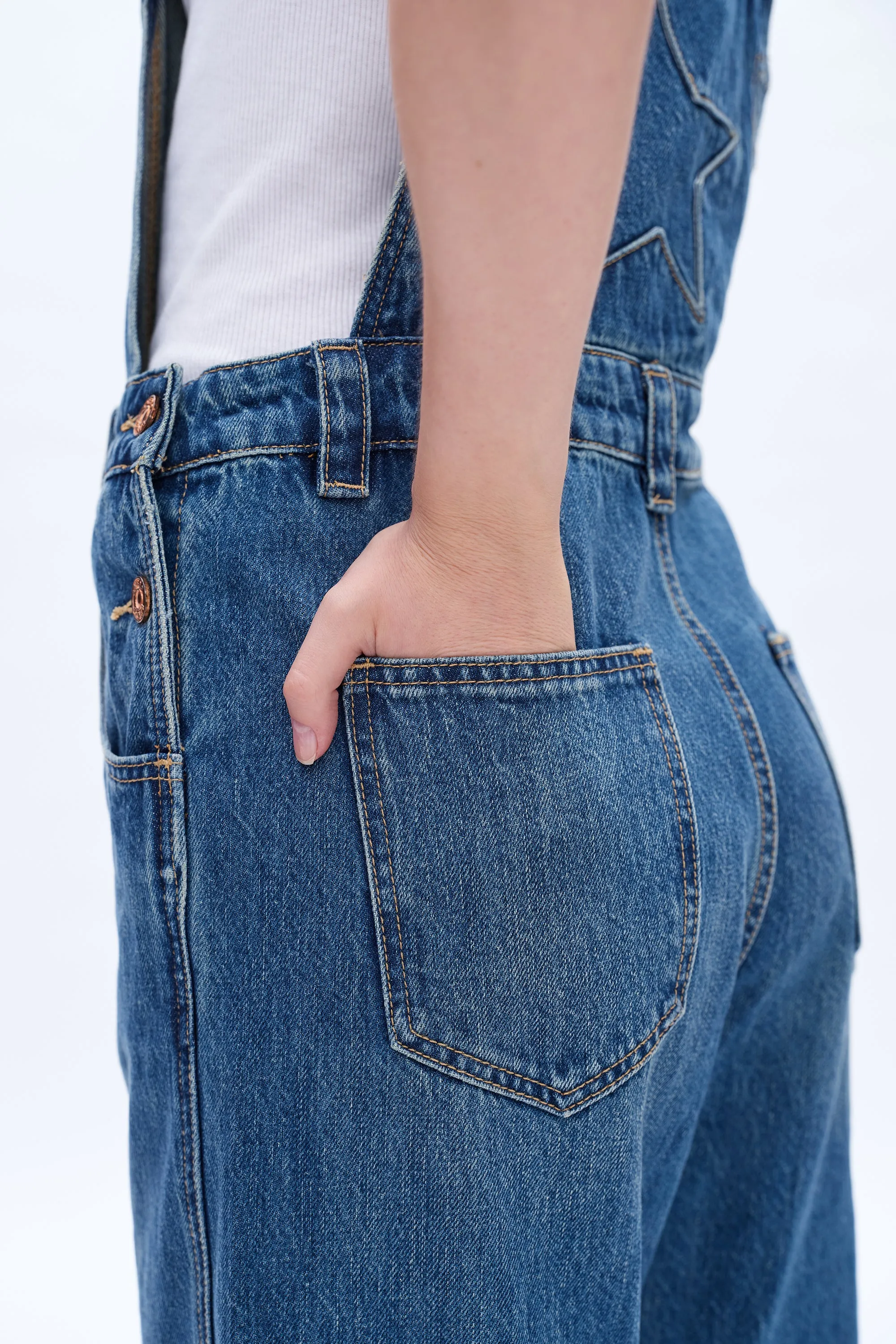 Wide Leg Denim Overalls