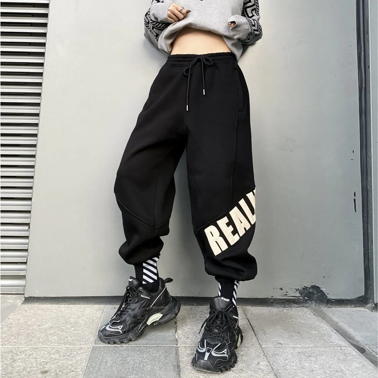 WLS Asymmetry Print Harem Pants